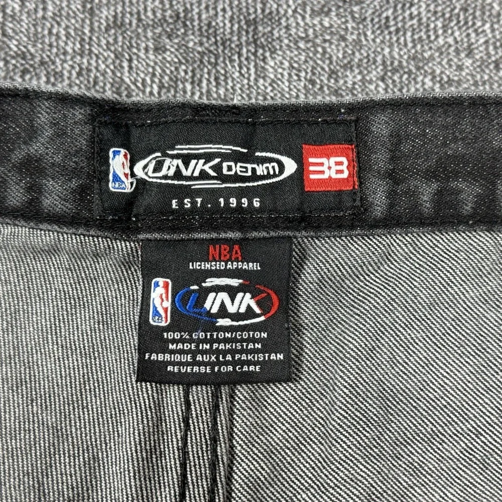Vintage UNK‎ NBA Denver Nuggets Jeans Men's 38 Black Denim Baggy Hip Hop Pants